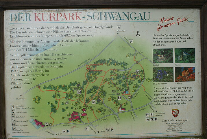 Signs explain the Kurpark facilities