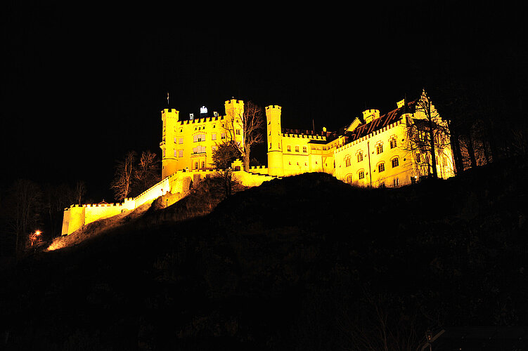 Hohenschwangau castle in the night