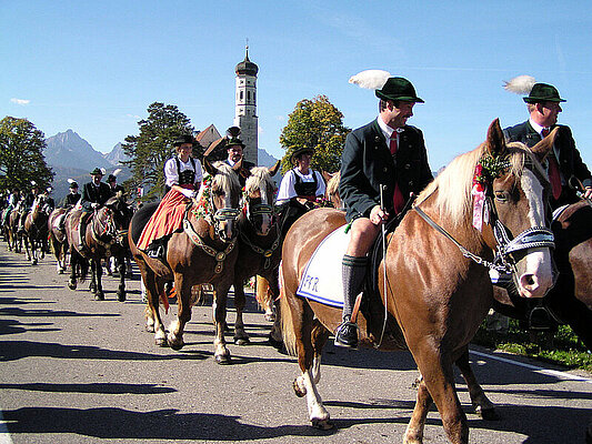 Traditional St. Coloman's ride in Autumn in Schwangau