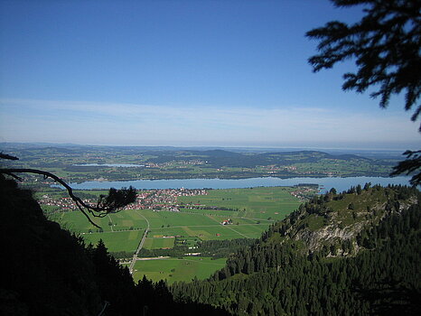Panoramic View from the mountains of Schwangau into the valley 